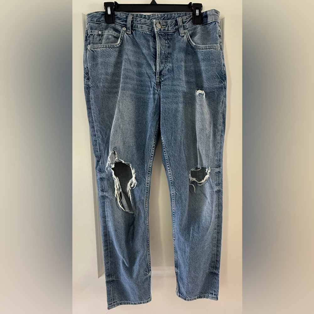 & Denim Women’s Distressed Boyfriend  Blue Jeans